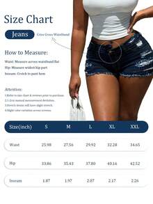 Women's Ripped Denim Shorts Hot Pants Sexy Torn Hair Edge Irregular Personality Summer Shorts. - Medium Wash - View 6