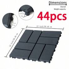 44 Pack Plastic Interlocking Deck Tiles, 30.48X30.48X2.03 Cm Waterproof Outdoor Patio Tiles, Easy Click Lock Installation For Poolside, Balcony, Backyard - Brown-xbk(44 Pack) - View 6
