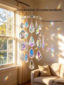 10pcs Colorful Crystal Pendant Lights, Prism Hanging Glass Decor Parts, Sun Catcher, Home/Car Decoration - 10-piece Colored Pendant - View 6