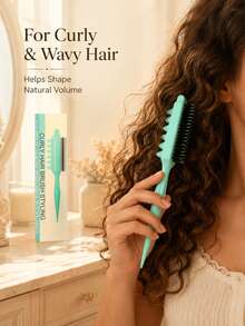 1pc Curly Hair Styling Comb Set, ABS Material Pointed Tail Hair Comb, Soft Round Teeth, Anti-Frizz Smooth Styling, Suitable For Curly, Wavy, Coarse Hair - Multicolor - View 3