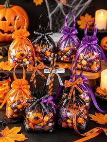 Bộ ruy băng satin Halloween 1/6 cuộn/set, ruy băng in họa tiết nhện và mạng nhện ma, hoàn hảo để gói quà, trang trí bí ngô, thắt nơ túi, làm phụ kiện tóc DIY và trang trí tiệc Halloween - Nhiều màu - Xem 4