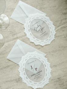 Personalized Lace Invitation Card With Envelope, Custom Vintage Wedding Invites Stationery For Wedding Ceremony, Engagement Party, Bridal Shower, Anniversary, Reception, Dinner Party, Banquet And Celebration Events - Sets - View 4