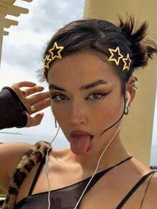 60/30/10-Piece Star Hair Clip Set – A Y2K Fashion Essential. These Stylish Star-Shaped Clips Make It Easy To Create Both Sweet And Androgynous Hairstyles; A Must-Have Accessory Set For Outings And The Back-To-School Season. - One Size Fits All - View 3