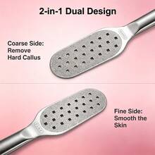 Professional 2-In-1 Double Sided Foot Rasp Stainless Steel Foot File With Non Slip Handle, Coarse Side For Hard Callus Fine Side For Smoothing Skin, Reusable Manicure Pedicure Foot Grooming Tool For Home Salon Use - Silver - View 7