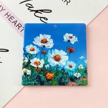 2pcs 50mm Acrylic Double-Sided Embossed Colorful Landscape Oil Painting Style Pendant DIY Jewelry Decoration Hanging Accessories - Multicolor - View 13