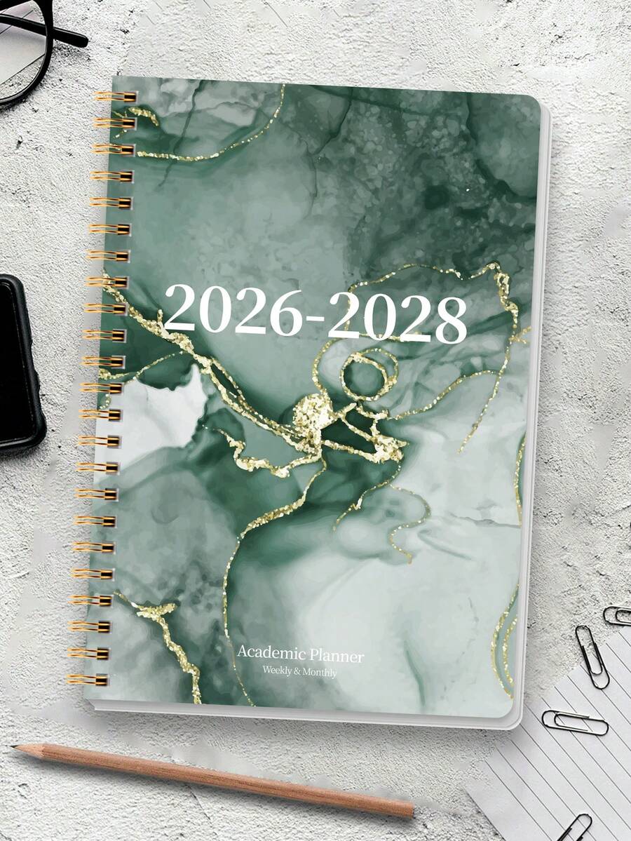 Trees A5 2026–2028 月計畫本,24個月日曆書,含月視圖與備忘頁,2026年1月至2027年12月,女性開學用品與辦公桌用品 - 軍綠色 - 查看 1