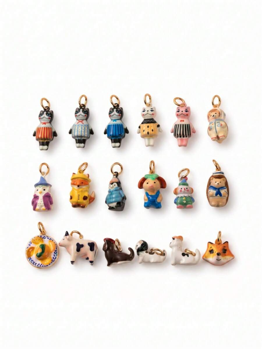 1pc Exquisite Cartoon Style 14k Gold Plated Copper Anthropomorphic Cute Animal Pendant, Women's DIY Daily Bracelet Necklace Keychain Pendant Decoration - Multicolor - View 1