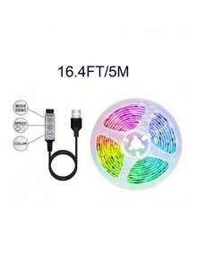 1m/5m/10m/15m/30m LED Smart Light Strip, 5050 RGB, Self-Adhesive Flexible Tape Light, For TV Backlight, Gaming Room, Christmas, Valentine's Day Decoration - RGB Multi-color Three-button Controller - View 14