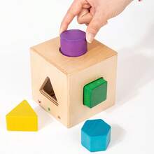 Đồ chơi xếp hình ghép hình khối hình học Montessori, công cụ giáo dục nhận biết màu sắc và hình dạng, khối gỗ đặc, đồ chơi học tập sớm cho trẻ em - Nhiều màu - Xem 4