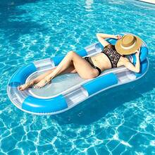 1 pieza Flotador inflable de malla transparente, hamaca de agua plegable, silla flotante cómoda de malla transpirable, múltiples colores macaron disponibles, juguete de relajación de verano de PVC duradero, regalo adecuado para adultos - Multicolor - Ver 6