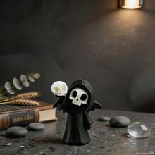 Collectible Ornament 2.83 Inch Creative Grim Reaper Skull Sculpture, Dark Fantasy Desktop Decor, PLA Craft Gothic Style Statue, Suitable For Home And Halloween Display, Thoughtful Gift For Gothic Collectors - A - View 4