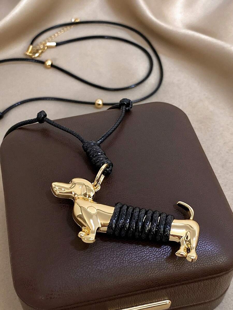 1Pc Vintage Dachshund Dog Pendant NecklaceDelicate Jewelry For Women Men,Stainless Steel Gold Jewelry,Daily/Party/Vacation,Mom Gift,Valentine Birthday - Multicolor - View 1