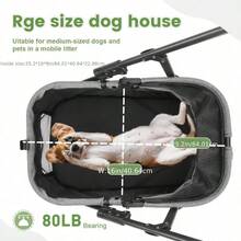 Heavy Duty Pet Stroller For Dogs And Cats Up To 54.43KG, Adjustable Handle, Foldable Dog Stroller With Linen Wrapping, Alloy Steel Frame, Large Animal Stroller For Travel & Outdoor Use - Deep Gray - View 7