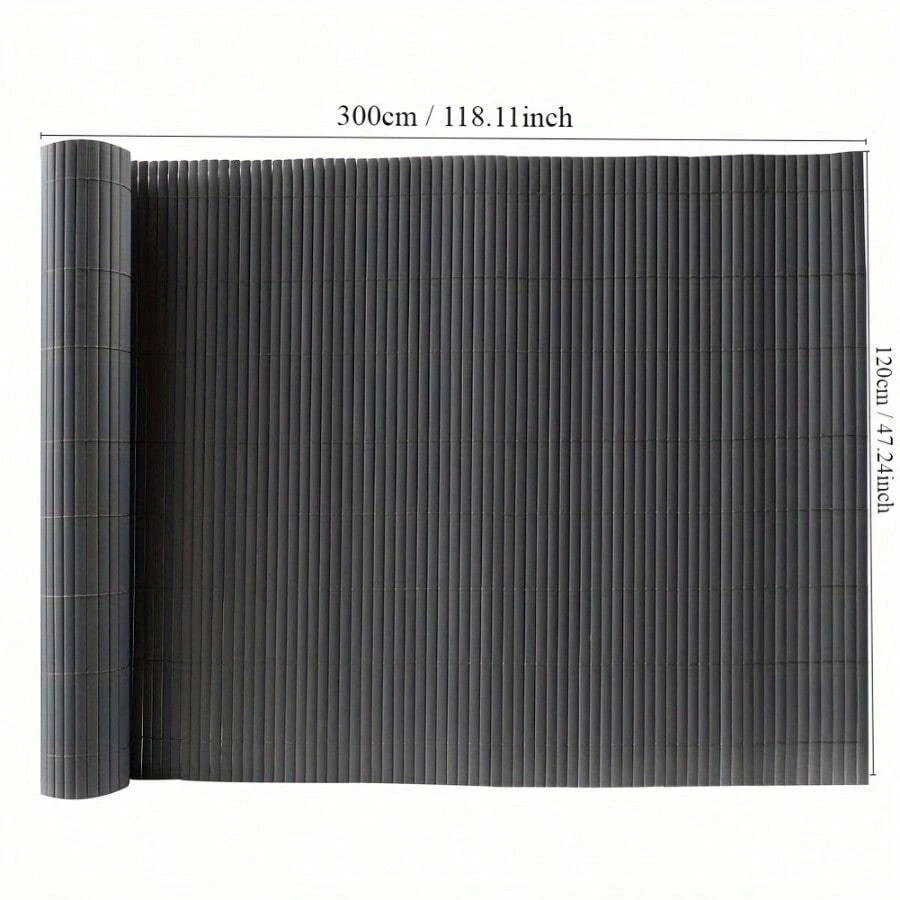 Grey Privacy Screen PVC Slat Bamboo Effect Fence Garden Privacy Screen Fencing Shade Border Screening Roll - Gray - View 1