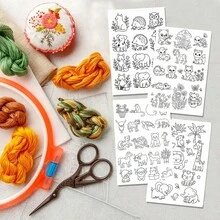 Pola Stabilizer Bordir Larut Air Bergambar Hewan, Untuk DIY Pakaian, Kertas Transfer yang Dapat Dicuci untuk Pemula Menjahit dan Bordir Tangan - A392 - View 7