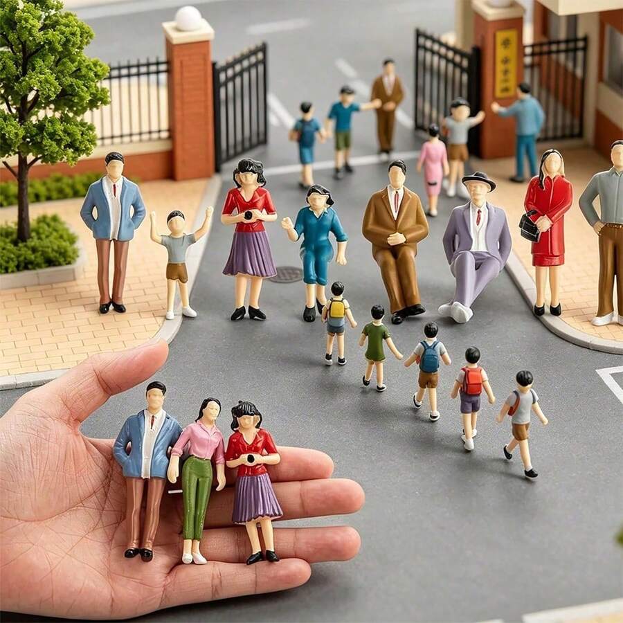 11/21/31pcs 1:25 Scale Mini Human Figures Model, Small Plastic Dolls For Miniature Building Scene, Standing & Sitting Posture