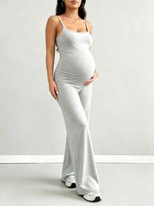Parara Maternity Jumpsuit Backless High Stretch Jumpsuit, Comfortable And Fashionable Maternity Jumpsuit Summer - Grey - View 4