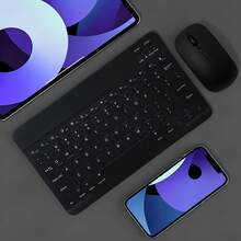 AKKHOO Teclado y ratón inalámbricos azules compatibles con iPad, ordenador, teléfono, tableta, conjunto de teclado y ratón mini recargable y silencioso - Negro - Ver 13