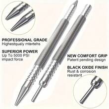 2 Packs Spring Dual Head Punch Set 5000PSI Hammerless Center Punch Nail Setter, Anti-Rust Metal Locator Marking Punch Tool For Wood Metal Glass Plastic DIY Hand Repair Tools - Central Thrust - View 11