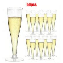 25/50pcs Elegant Reusable Plastic Champagne Flutes - 4.5oz Pink Wine Drinking Glasses, Durable & Stylish For Weddings, Bars, Restaurants, Parties, Thanksgiving, Christmas, Halloween, New Year Party - 粉紅色 - 查看 14