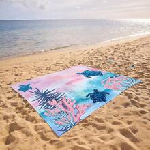 1pc 4-7ft Adult Pink-Blue Gradient Blanket, Polyester Quick-Dry Sand-Proof Picnic Mat With Stakes - Compact, Suitable For Travel, Camping, Hiking, Beach Leisure | Colorful Beach Mat | Durable Outdoor Mat, Beach Accessory - Multicolor - View 10