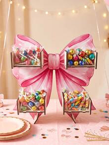 1pc Wooden Dessert Display Stand, Arched Dessert Stand, Birthday Decoration, Tabletop Decor, Birthday Party Supplies, Tabletop Decoration, Gender Reveal Party Supplies, Pink Party Decoration, Baby Shower Party Favors, Wedding Decoration, Newborn Party Decoration, Bridal Shower Display Stand, Home Decor, Room Decor - Bow - View 6
