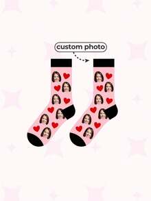 1 Pasang Kaos Kaki Setengah Betis dengan Foto Wajah Kustom, Unisex, Dapat Ditambah Desain Pola, Hadiah Pasangan Kreatif dan Menarik, Kaos Kaki Cetak Keluarga Musim Gugur untuk Orang Tua dan Anak - MultiWarna - View 35