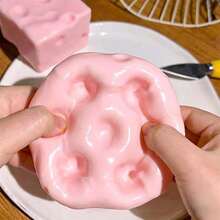 1/2pcs Pink Square 6cm Cheese Squeeze Toy, Flour Slow Rebound Malleable Cute Scented TPR Food Stress Relief Toy, Suitable For Holiday Birthday Easter Halloween Christmas Party Gifts, Squeeze Toy, Stress Relief Toy, Adult Stress Relief Toy - Multicolor - View 3