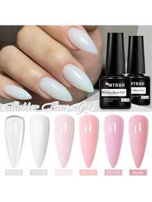 6pcs Rubber Base Gel Nail Polish Set, Summer Pink Nail Art, 7ml Nude Rubber Base Gel Nail Polish, Nail Art Concealer Coating, Semi-Permanent UV Structure Gel Nail Polish, Removable UV Rubber Base Gel, Nail Art Set, Nail Art Supplies, Nail Art Design, Home Salon Nail Art, Women's Gift - 彩色 - 查看 12