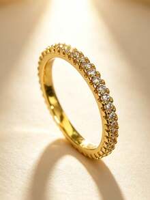 3pcs/Set Gold Stackable Rings, 18K Gold Plated 304 Stainless Steel, Rust-Proof, Waterproof, Hypoallergenic Lucky Stacked Jewelry, Valentine's Day, Christmas, Qixi Festival Gift For Her And Daily Wear - Gold - View 5