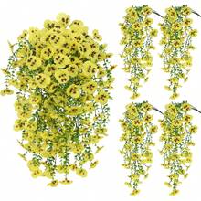 1pc Outdoor Artificial Flower Hanging Decor, Eucalyptus Silk Pansy Vine, UV Resistant, Green Plant, Anniversary, Graduation, Wedding Party, Home Office, Porch, Garden Yard Wall, Spring Summer Decoration - Yellow - View 1