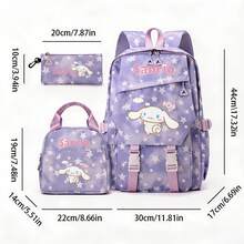 Miniso Purple Star Cloud Candy Cinnamoroll 3 In 1 Backpack Set For School Study Outdoor Hiking Weekend Trip Shopping Walk Vacation Leisure Outing - Mauve Purple - View 5