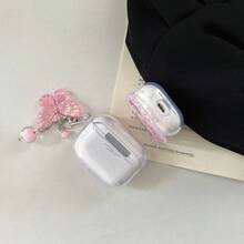 Funda protectora transparente con diseño de mariposa para auriculares Bluetooth inalámbricos compatible con Apple 4 Pro 2ª generación, Pro, suave, minimalista, unisex, para 2ª, 3ª y 4ª generación, para niña - Rosado Sandía - Ver 5
