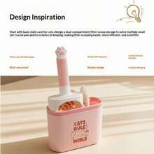 1pc Durable Plastic Cat Litter Scoop With Storage Rack Extra Garbage Bag Compartment Easy Clean Quick Sift Ergonomic Design Easy Access Pet Hygiene Supplies For Multi-Cat Family Indoor Kitten Daily Use 2026 Practical Pet Accessories Gift - Multicolor - View 3