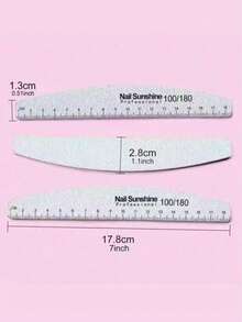 3PCS Half Moon 100/180 Professional Nail File Strips - Grey - View 5