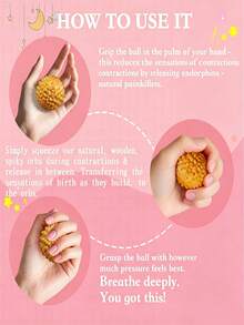 Natural Wooden Labor Comb & 2Pcs Massage Hand Balls, Labor Pain Relief Delivery Aid, Must-Have Maternity Hospital Bag Essentials, Perfect Gift For Pregnant Women, Double Wooden Balls For Two-Hand Simultaneous Grip - Multicolor - View 3