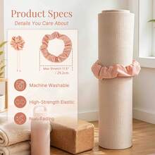 Adjustable Yoga Mat Scrunchie, 2-In-1 Yoga Mat Strap And Hair Tie, Fits All Standard & Extra Thick Yoga Mats, Expands Up To 11" X 11", Pink/Black, NOT Include Mat, ONLY Scrunchie - Adjustable Elastic Mat Scrunchie - View 5