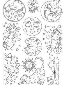 Stick And Stitch Water-Soluble Embroidery Stabilizer, Moon Cat Star Floral Pattern, Suitable For DIY Embroidery On Shirts, Jackets, Bags - A388 - View 12