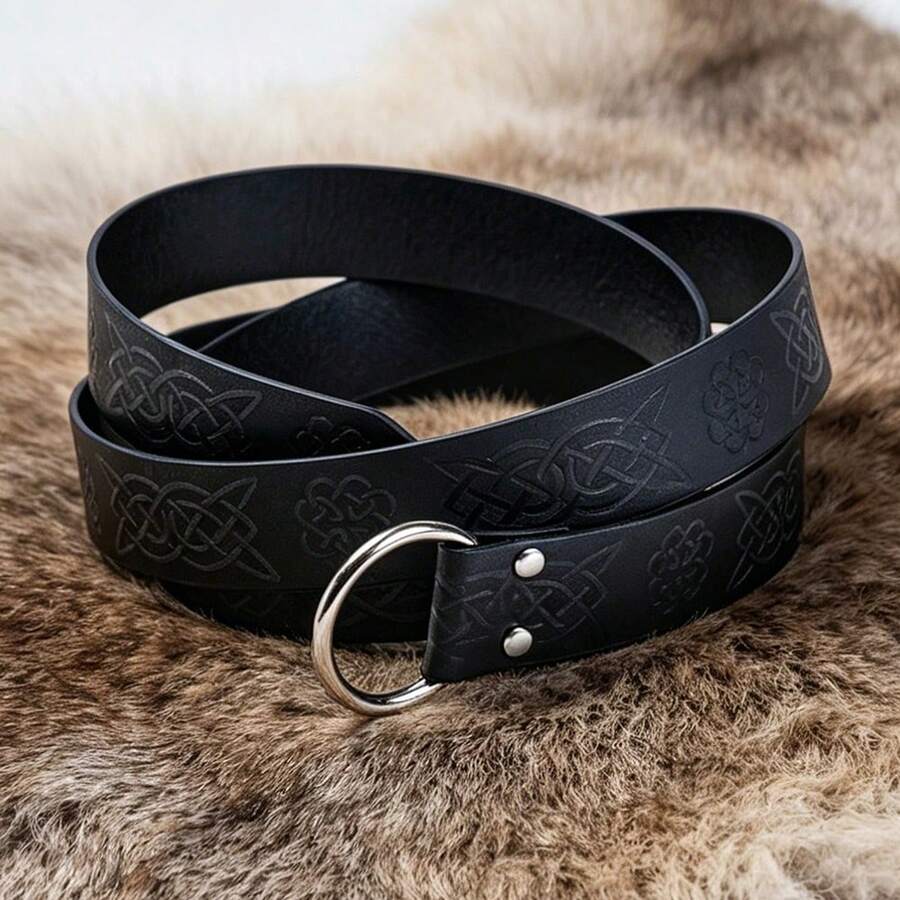 1 pieza Cinturón de cintura estilo medieval europeo vintage, estilo caballero vikingo nórdico para cosplay, cuero PU con relieve, 66'' - cinturón renacentista - Ver 1