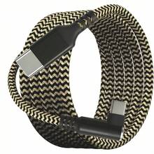 90° Right Angle Type-C To Type-C Braided Cable Compatible With Samsung, Compatible With Apple Series/ And Other Devices Smartphone Charger - Gold - View 8
