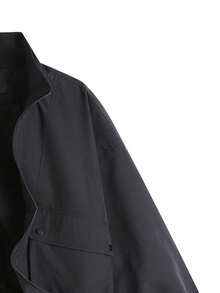 Modcrash Men Minimalist Workwear Jacket, Plain Stand Collar Zip Coat With Snap Buttons Pockets, Daily Commute Outerwear Fall/Autumn/Winter - Black - View 7