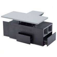 =313593594GAA Liftable Multifunctional Coffee Table - Tabletop Opens To 2 Tables, Dark Grey + Light Grey, Large Capacity, Modern Living Room Furniture, Office Dining Table Side Table Multifunctional Table - 灰色 - 查看 1