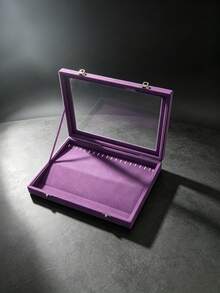 1pc 11/100 Slot Ring Jewelry Box With Lid, Earring Jewelry Tray, Minimalist Velvet Ring Jewelry Box, Jewelry Box, Earring Jewelry Storage Box, Dust-Proof Jewelry Display Box, Jewelry Display Dust-Proof Box, Back To School Gift For Her - Multicolor - View 23