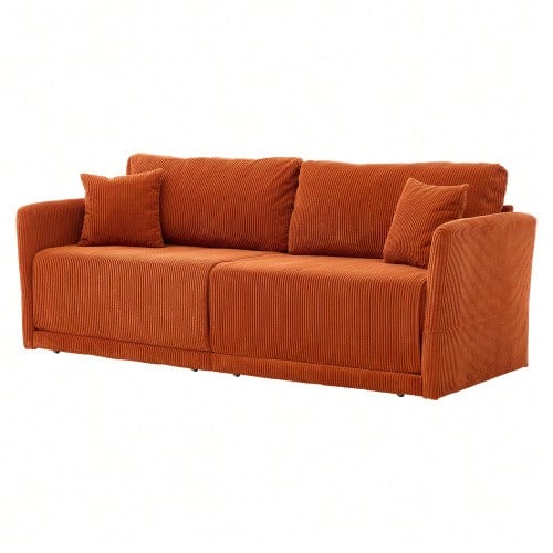 Modern Minimalist Fabric Sofa With Multifunctional Conversion: Comfortable Sofa Bed For Living Rooms, Offices And Studios, Foldable Double Sofa Bed For Small Apartments. - 橘色 - 查看 1