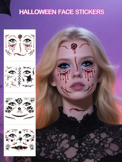 4pcs,Tattoos,Halloween Stickers,Halloween Decorations,Semi Permanent Tattoo,Tattoo Fake,Hand Tattoo,Fake Tattoos,Temporary Tattoos,Tattoo Stickers,Tattoo Waterproof Long Lasting,Tatooes For Women,Back Tattoo,Arm Tattoo
