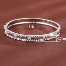 1pc Fashion Geometric Square Design Cubic Zirconia Inlaid Women's Bracelet - Multicolor - View 11