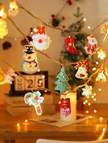 30/10 LED Santa Claus String Lights With Festive Iron Frame, Battery Powered, Ideal For Christmas Tree, Window Display, Fireplace Mantel, Holiday Party And Cozy Home Decor - Multicolor - View 4
