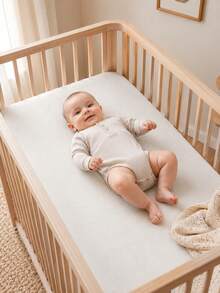 1pc Baby Crib Fitted Sheet, Soft And Snug For Peace Of Mind And Comfort. Classic Wrap-Around Design Fits Tightly Over Mattress, Effectively Prevents Sheet Slipping And Shifting, Easy To Care For And Store, Suitable For Baby Cribs And Bassinets - Multicolor - View 2