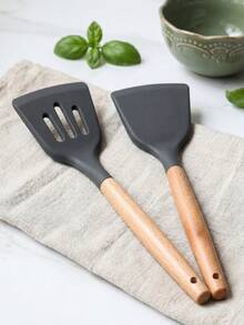 12-Piece Silicone Kitchen Utensil Set. Non-Stick Spatula. Silicone Material. Upgraded Version Thicker, Sturdier And More Durable. Silicone Spatula And Spoon Set. Heat-Resistant, Non-Stick Cooking Tools. Natural Wooden Handle. Easy To Clean, Dishwasher . Suitable For Holidays And Daily Use - Perfect Choice For Cooking. - Multicolor - View 4