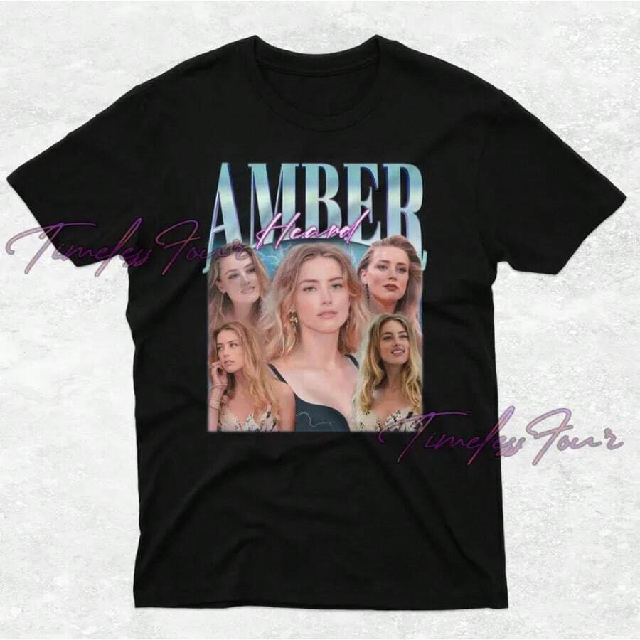 Camiseta de Amber Heard, Camiseta de fan de Amber Heard, Regalo de merchandising de Amber Heard, Sudadera de Amber Heard, Camiseta retro de homenaje a Amber, Amber Heard, Camiseta casual 100 - Negro - Ver 1